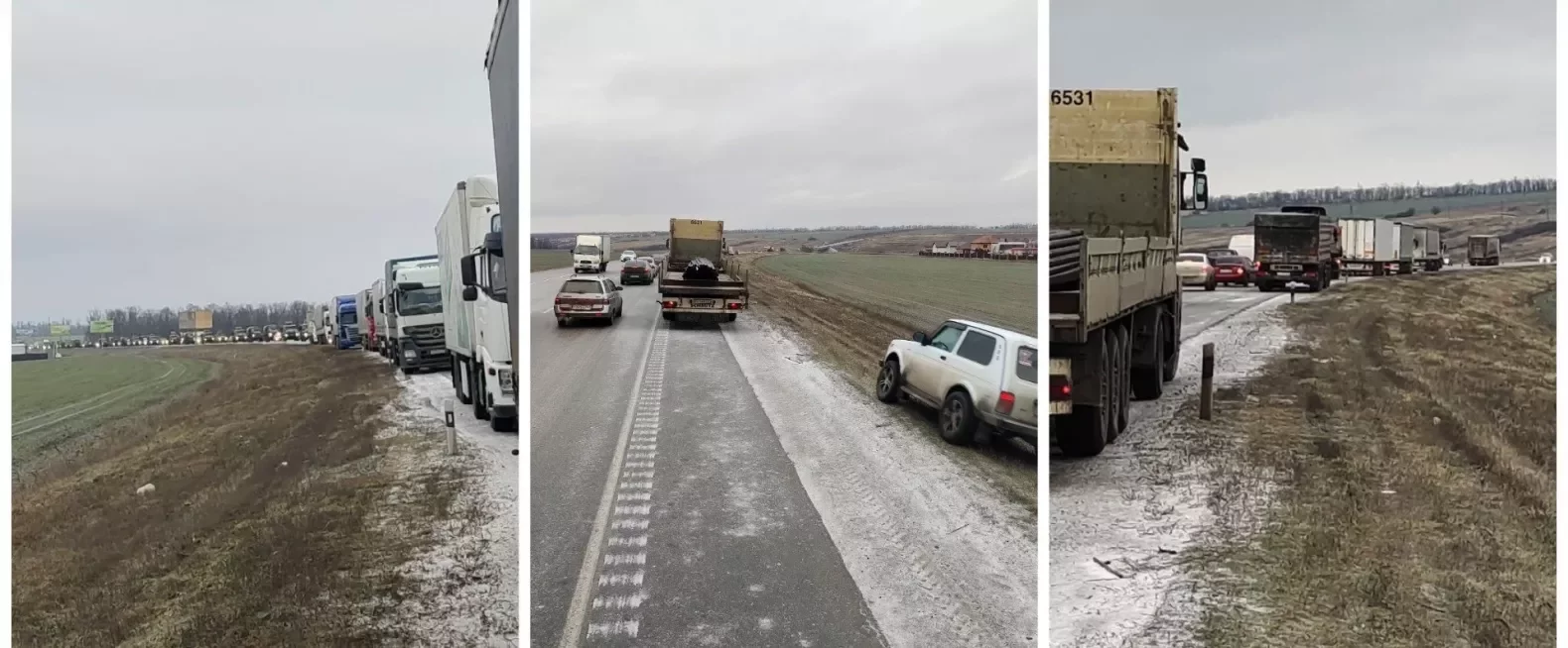 На северном обходе Ростова из-за ледяного дождя образовался 12-километровый затор