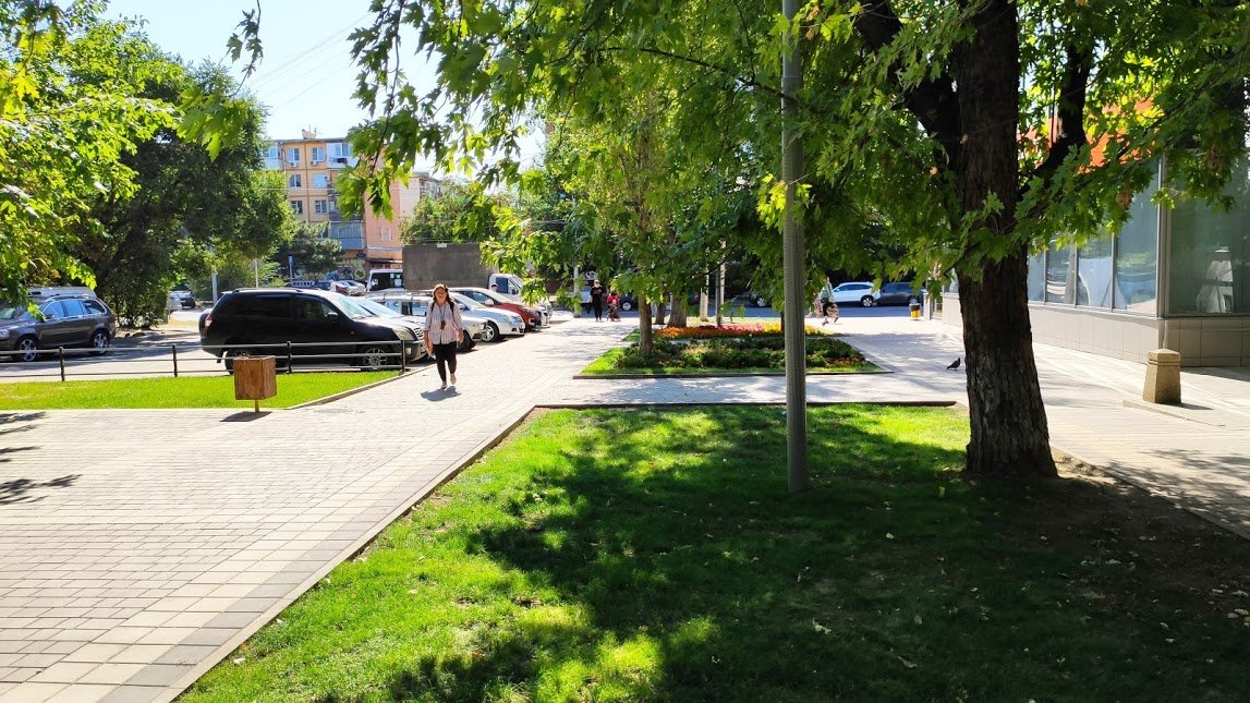 Общий вид пешеходной зоны на бульваре Новоселов