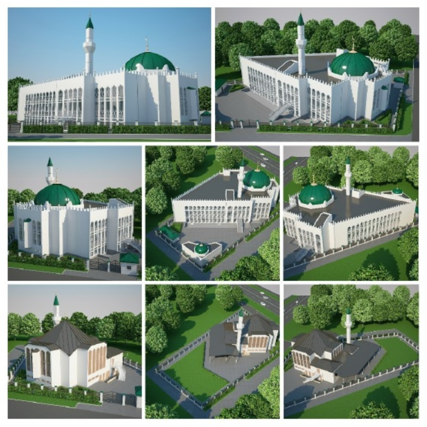 Существующее здание мечети Ростова - в третьем ряду