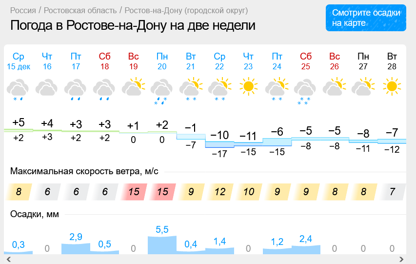 В Ростове после 20 декабря ожидается настоящая зима