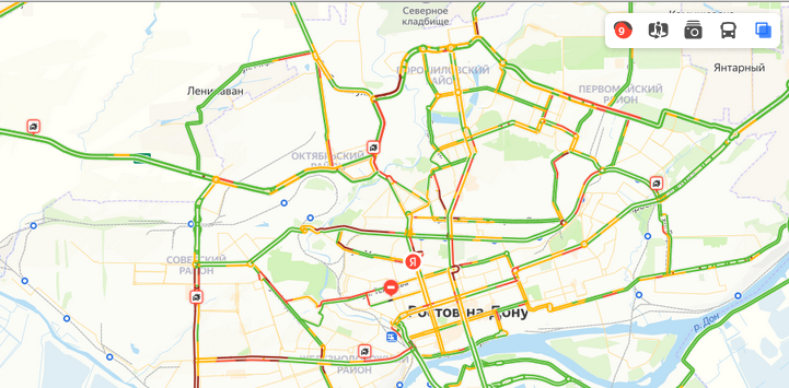 Пробки в Ростове вечером 21 января