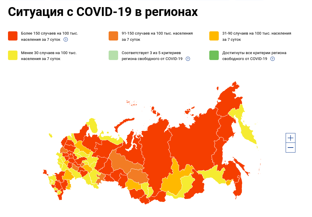 Карта по ситуации с ковидом в регионах