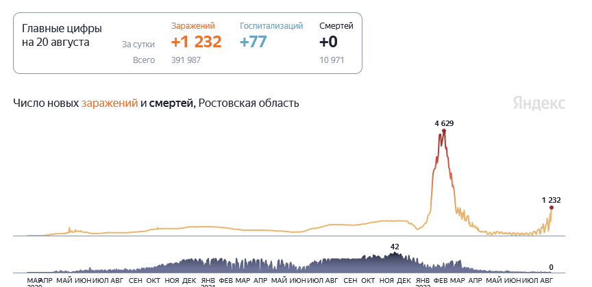 Скачок коронавируса в Ростовской области 20 августа