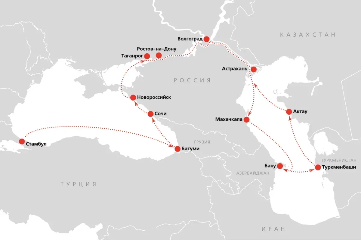 Маршрут круиза из Стамбула в Баку через Ростов и Таганрог